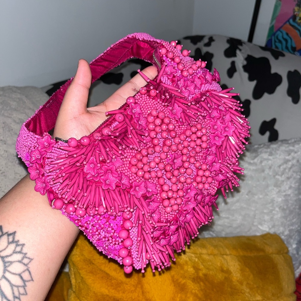 Pink Beaded Women's Bag